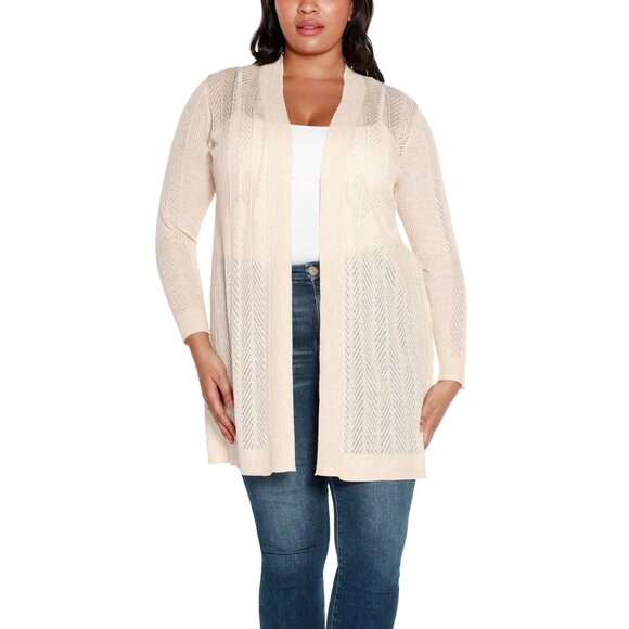 Belldini Women's Lightweight Duster Cardigan Sweater Heather Oatmeal Plus 1X NWT - Picture 1 of 5